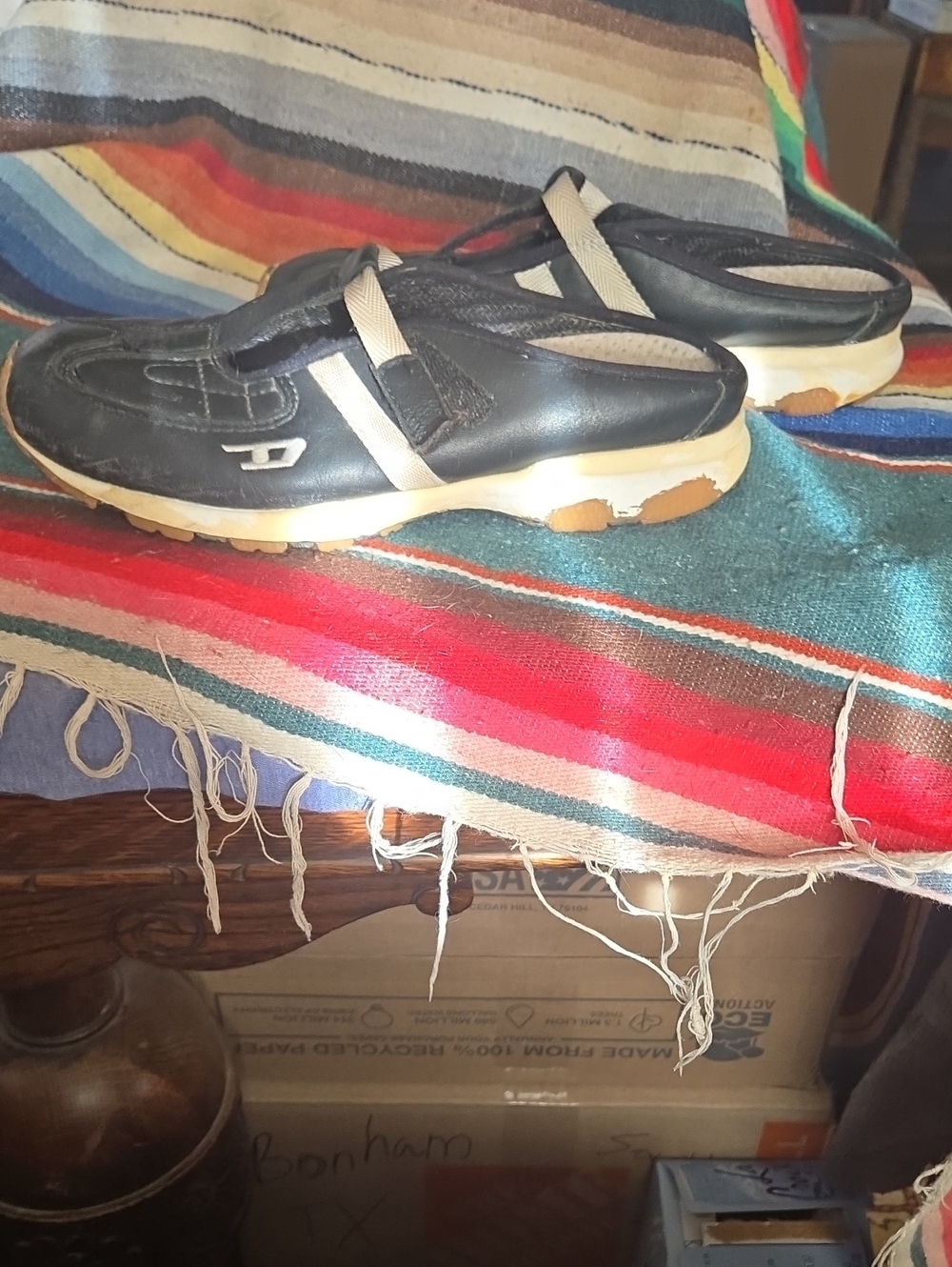 Y2K rare Diesel, Industrial look Mule, Clog Shoes, Grunge, Black leather, Size 9